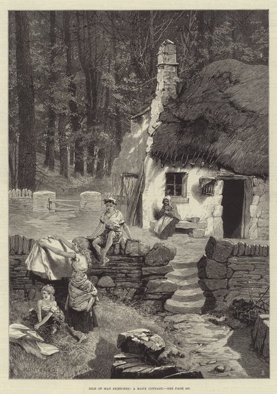 Isle of Man Sketches, a Manx Cottage by Charles Auguste Loye